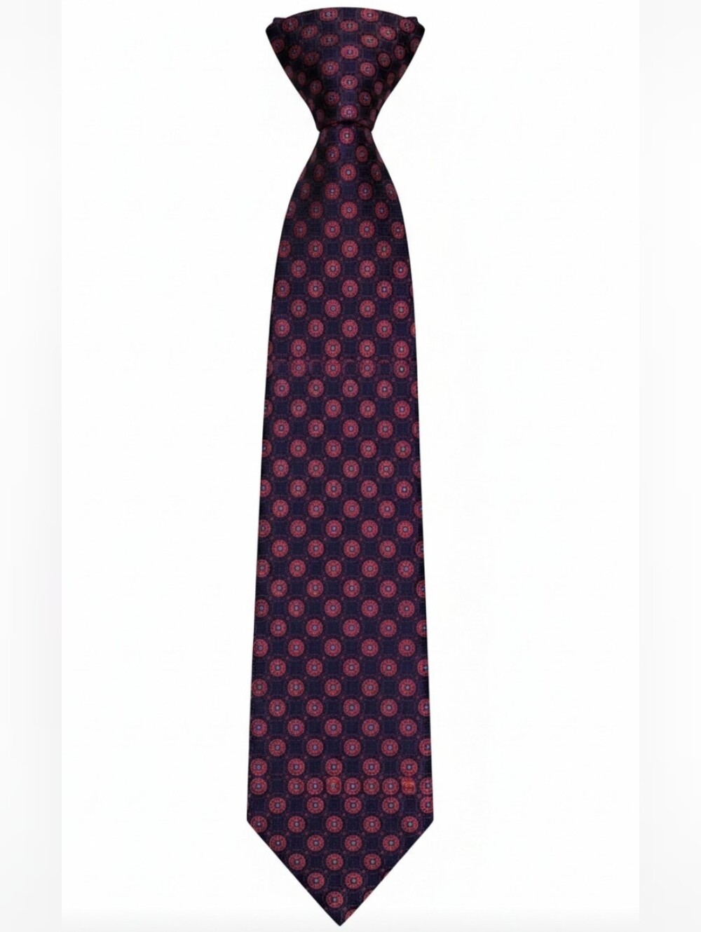Robert Talbott Best Of Class Men's Navy and Burgundy Patterned Silk Tie